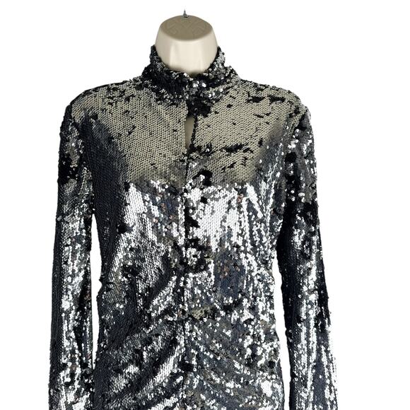 New Isabel Marant Marnela Sequins Cotton Cut Out Dress Silver Size FR36/US4 - Picture 3 of 14